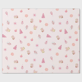 Gemütliches rosa Weihnachtsmuster Geschenkpapier