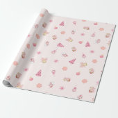 Gemütliches rosa Weihnachtsmuster Geschenkpapier (Ungerollt)