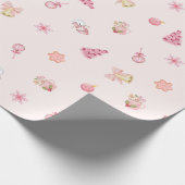 Gemütliches rosa Weihnachtsmuster Geschenkpapier (Ecke)