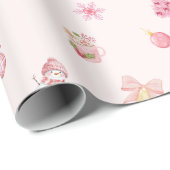 Gemütliches rosa Weihnachtsmuster Geschenkpapier (Rolleneckpunkt)