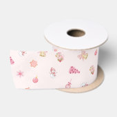 Gemütliches rosa Weihnachtsmuster Satinband (Spule)