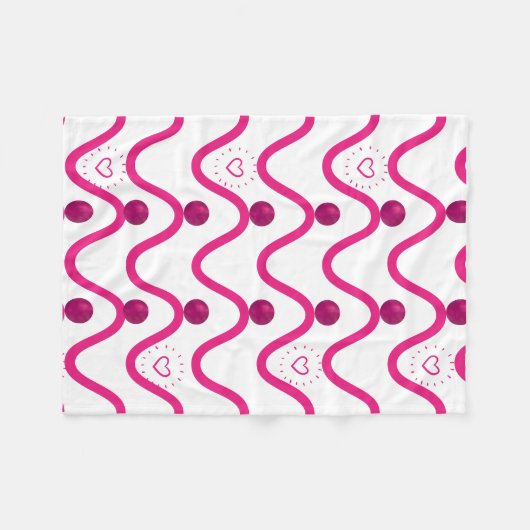 Gemütliches rosa Wellen & Herz-Muster-Decken Fleecedecke (Vorderseite (Horizontal))