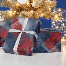 Gemütliches Rot Marine Winterfrost Karomuster Geschenkpapier