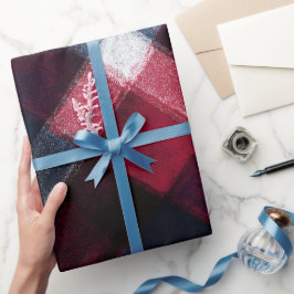 Gemütliches Rot Marine Winterfrost Karomuster Geschenkpapier