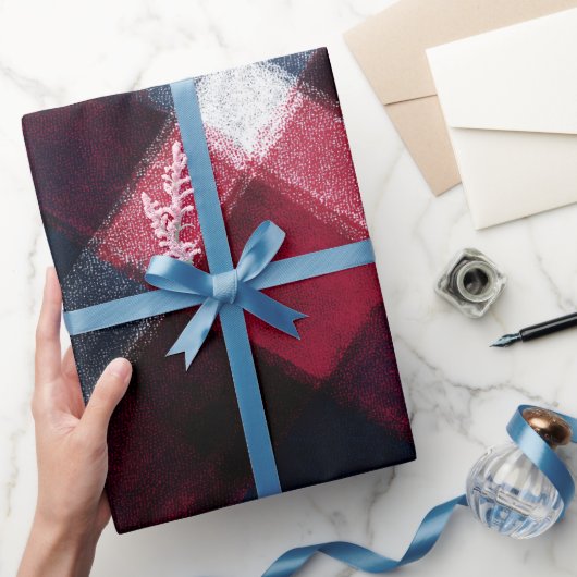 Gemütliches Rot Marine Winterfrost Karomuster Geschenkpapier (Schenken)