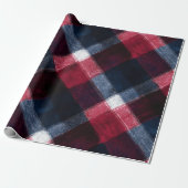 Gemütliches Rot Marine Winterfrost Karomuster Geschenkpapier (Ungerollt)