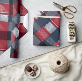 Gemütliches Rot Marine Winterfrost Karomuster Geschenkpapier
