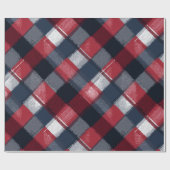Gemütliches Rot Marine Winterfrost Karomuster Geschenkpapier (Flach)