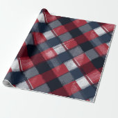 Gemütliches Rot Marine Winterfrost Karomuster Geschenkpapier (Ungerollt)