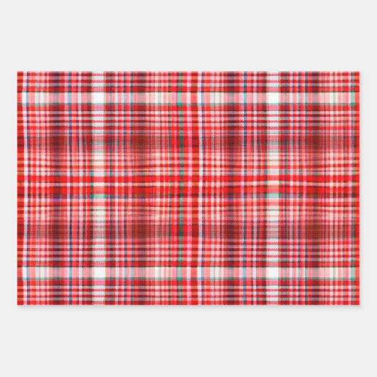 Gemütliches rotes, blaues und schwarzes Kariertes Geschenkpapier Set (Vorderseite 2)