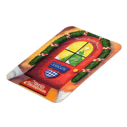 Gemütliches Rotes Haus - Frohe Weihnachten - Schne Magnet (Linke Seite)