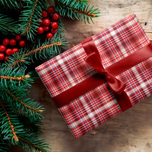 Gemütliches rotes und weißes Kariertes Flanell-Mus Geschenkpapier