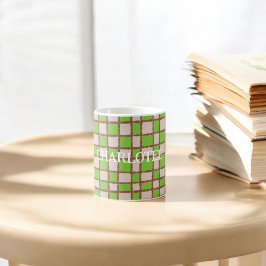 Gemütliches, rustikal-grünbraunes, kariertes Karie Kaffeetasse