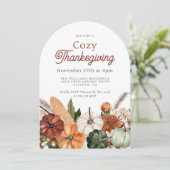 Gemütliches Rustikales Herbst Erntedank Dinner Par Einladung (Stehend Vorderseite)