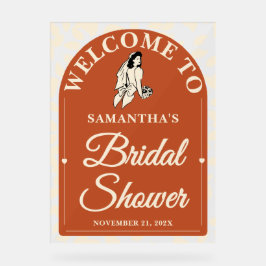 Gemütliches rustikales Herbstlaub Brautparty Willk Acrylschild