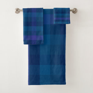 Gemütliches Rustikales Navy-Blau Geometrisches Kar Badhandtuch Set