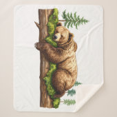 Gemütliches rustikales Schlafbär Wasserfarbe Sherpadecke (Vorderseite)