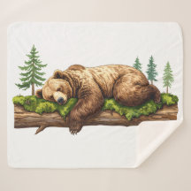 Gemütliches rustikales Schlafbär Wasserfarbe