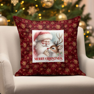 Gemütliches Santa-und-Rudolph-Weihnachts-Kissen fü Kissen