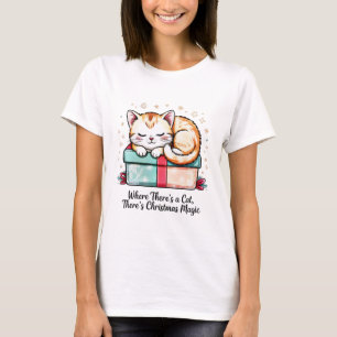 Gemütliches Schlafendes Kätzchen - Weihnachtsgesch T-Shirt