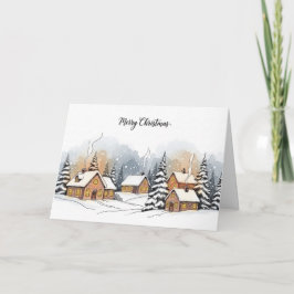 Gemütliches Schneedorff Weihnachtsszene Feiertagskarte