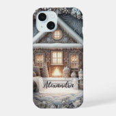 Gemütliches Schneehaus, Sofa, Decken, Geschenke, S iPhone 15 Hülle (Rückseite)
