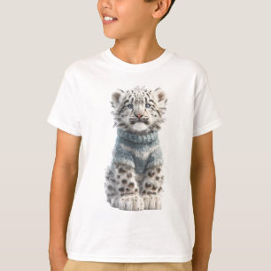 Gemütliches Schneeleopard-Küken für Kinder T-Shirt