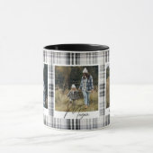 Gemütliches Schwarz-Weiß-Kariertes Gewebe Fotos Tasse (Zentrum)