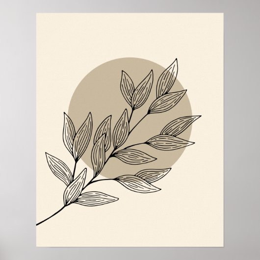 Gemütliches Schwarzes Blätter und Circle in Boho S Poster (Vorne)