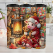 Gemütliches Schwein mit Teddy Bear Thermosbecher