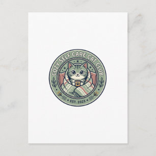 Gemütliches Selbstpflege-Katze-Katze-Grafik-T-Shir Postkarte