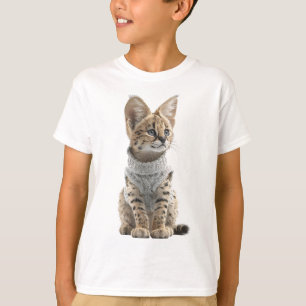 Gemütliches Serval-Kätzchen in grauem Pullover für
