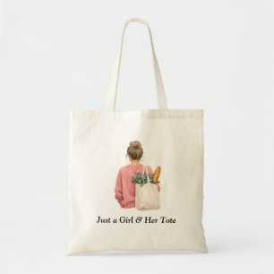 Gemütliches Shopping-Mädchen Rosa Pullover Tote-Ta Tragetasche