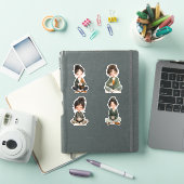 Gemütliches Sitzendes Chibi-Mädchen-Kaffeesticker- Aufkleber (iPad Hülle)