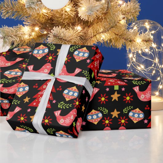 Gemütliches skandinavisches Volksfest Weihnachten Geschenkpapier (Feiertage)