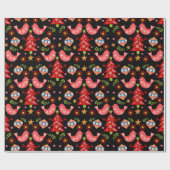 Gemütliches skandinavisches Volksfest Weihnachten Geschenkpapier (Flach)