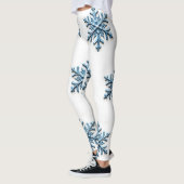 Gemütliches Snowflake-Design in Weiß und Icy Blue Leggings (Links)