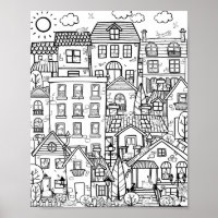 Gemütliches Städtchen Niedlich Funny Cats Doodle A