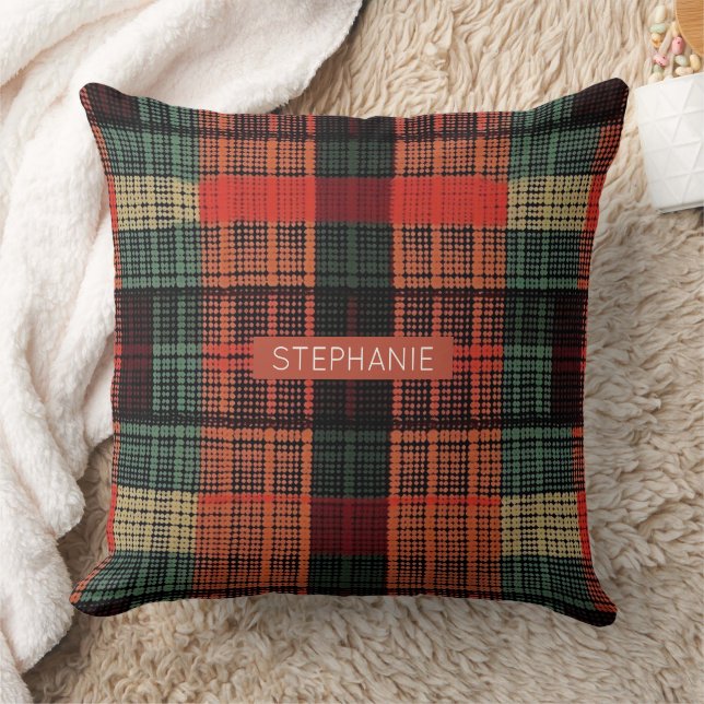 Gemütliches Strick Patchwork - Vintager Boho Autum Kissen (Decke)