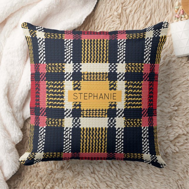 Gemütliches Strick Patchwork - Vintager Boho Autum Kissen (Decke)