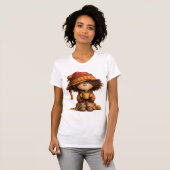 Gemütliches süßes Mädchen mit Kaffee T-Shirt (Vorne ganz)