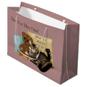 Gemütliches Tabby-Rosa Muttertag Große Geschenktüte (Vorderseite Schrägansicht)