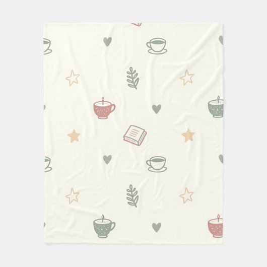 Gemütliches Teebuch-Kerzenmuster Soft Fleecedecke (Vorderseite)