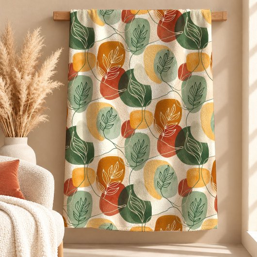 Gemütliches Terrakotta-Staubgrün-Boho-Deckendesign Fleecedecke