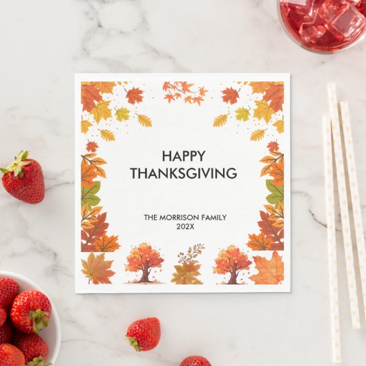 Gemütliches Thanksgiving-Dinner-Party im Herbst Serviette (Beispiel)