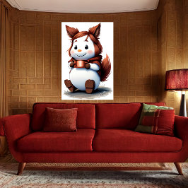 Gemütliches Tier mit Kaffee | Art der AI Poster