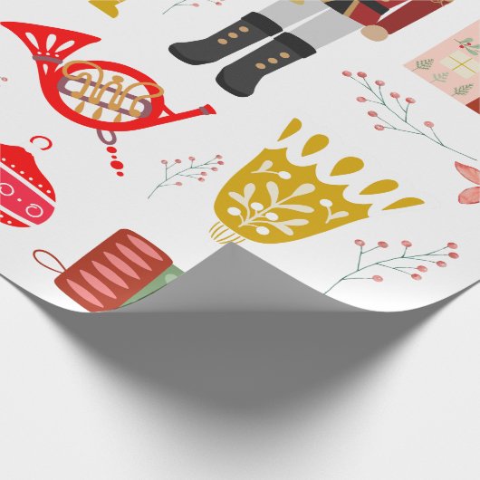 Gemütliches, traditionelles Nutcrackmuster Geschenkpapier (Ecke)