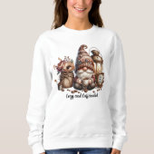 Gemütliches und koffeiniertes Niedliches Gnome Whi Sweatshirt (Vorderseite)