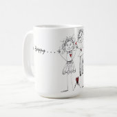 Gemütliches und Niedliches Strichmännchen Menschen Kaffeetasse (Vorderseite Links)
