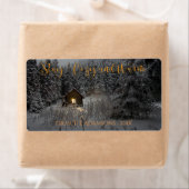 Gemütliches und warmes Holzhaus im Schnee-Foto ble (Insitu)